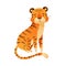 Cute friendly tiger. Jungle wild predator animal cartoon vector illustration