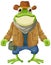 Cute frog cartoon character cowboy style