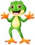 Cute frog cartoon waving both hands