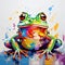 Cute frog colorful illustration. Animal painting