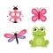 Cute frog dragonfly butterfly ladybug