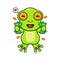 cute frog holding money cartoon vector illustration.