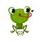 Cute frog hunting on mosquito. Flat vector icon of funny green toad. Cartoon character of amphibian animal