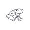 Cute frog line icon concept. Cute frog vector linear illustration, symbol, sign