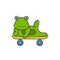 Cute frog lying on a skateboard. Animal cartoon concept isolated. Can used for t-shirt, greeting card, invitation card or mascot.