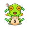 cute frog with money bag cartoon vector illustration.