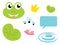 Cute Frog queen icons - isolated on white