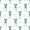 Cute frog seamless pattern on white background.