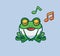 cute frog singing. cartoon animal nature concept Isolated illustration. Flat Style suitable for Sticker Icon Design Premium Logo