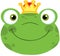 Cute Frog Smiling Head With Crown