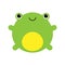 Cute frog smiling. Kawaii style frog drawing. Baby frog looking curious. Funny minimalistic cartoon character. Isolated