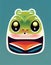 cute frog statue, fairytale cartoon illustration, ai generated image