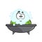 Cute frog taking bubble bath in bathtub. Cute cartoon animal illustration