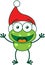 Cute frog wearing Santa hat and celebrating Christmas