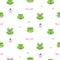 Cute frogs and dragonfly seamless vector pattern.