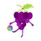 Cute fruit cartoon character .Merry grapes playing ball.