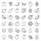 Cute fruit outline icon set