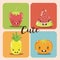 Cute fruits kawaii cartoons