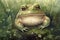 Cute full length happy little toad so small and shy , concept of Amphibian animal, created with Generative AI technology