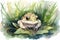 Cute full length happy little toad so small and shy , concept of Amphibian animal, created with Generative AI technology