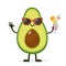 Cute and funny avocado character