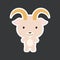 Cute funny baby goat sticker. Domestic adorable animal character for design of album, scrapbook, card, poster, invitation