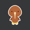 Cute funny baby kiwi bird sticker. Adorable animal character for design of album, scrapbook, card, poster, invitation. Flat