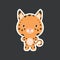 Cute funny baby lynx sticker. Wild adorable animal character for design of album, scrapbook, card, poster, invitation