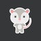 Cute funny baby opossum sticker. Adorable animal character for design of album, scrapbook, card, poster, invitation. Flat cartoon