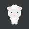 Cute funny baby sheep sticker. Domestic adorable animal character for design of album, scrapbook, card, poster, invitation