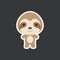 Cute funny baby sloth sticker. Adorable animal character for design of album, scrapbook, card, poster, invitation. Flat cartoon