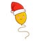 Cute and funny balloon wearing Santa`s hat