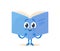 Cute Funny Book Character with Surprised Face. Kawaii Educational Library Personage in Blue Cover Literature Mascot