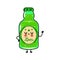 Cute funny bottle of beer waving hand character