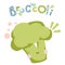Cute funny broccoli vector illustration. Print for kids t shirts, cards