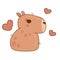 Cute and funny capybara character. Cute capybara animal character rodent. Vector illustration. Cute animal cartoon