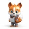 Cute funny cartoon little fox spy hacker