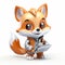 Cute funny cartoon little fox spy hacker