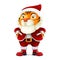 Cute and funny cartoon Tiger character in Santa`s costume - symbol of the year by Chinese Eastern calendar. Vector illustration o