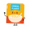 Cute funny cereal flakes waving hand character. Vector hand drawn cartoon kawaii character illustration icon. Isolated