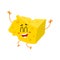 Cute and funny cheese chunk character jumping from happiness