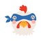 Cute funny chicken superhero face in mask cartoon character illustration.