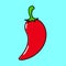 Cute funny chili pepper. Vector hand drawn cartoon kawaii character illustration icon. Isolated on blue background