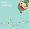 Cute and funny Christmas elf and colorful garland