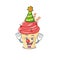 Cute and Funny Clown cherry ice cream cartoon character mascot style