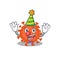 Cute and Funny Clown electron microscope coronavirus cartoon character mascot style