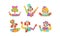 Cute Funny Clowns Collection, Cheerful Circus Cartoon Characters, Birthday or Carnival Party Design Element Vector