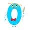 Cute and funny colorful 0 number characters, birthday greetings