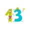 Cute and funny colorful 13 number characters, birthday greetings