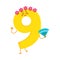 Cute and funny colorful 9 number characters, birthday greetings